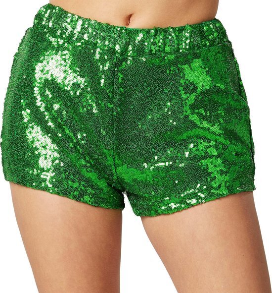 Tectake dressforfun - Pailletten-short groen L - verkleedkleding kostuum halloween verkleden feestkleding carnavalskleding carnaval feestkledij partykleding - 303903