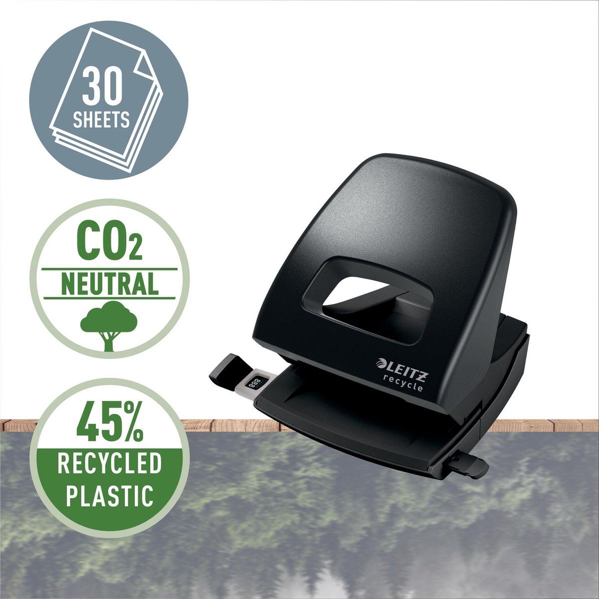 Leitz L:Hole Punch NeXXt Recycle - 30sh - black