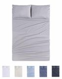 Todocama 4-delige beddengoedset, 4002, hoeslaken, 2 kussenslopen, 50 x 80 cm, voor bedden met 150 x 190/200 cm, lichtgrijs