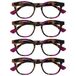 Opulize Ava 4 Stuks Vrouwen Dames Bruine Schildpad Purper Super Comfortabele Pasvorm Leesbril Scharnieren Met Veer RRRR62-5 +1,50