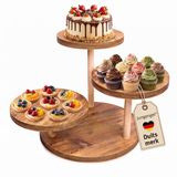 Jungengel Etagere 3-Laags Hout - Cupcakestandaard Taartenstandaard - Bruin 33 cm