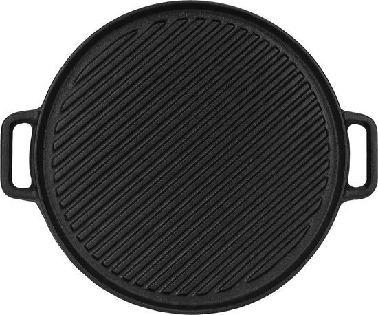 Krumble BBQ Grillplaat - Gietijzer - Rond - Diameter 30 cm - Zwart