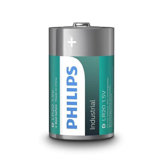 Philips Industrial Alkaline D/LR20 Batteries - 10 Pack
