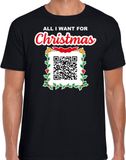 Bellatio Decorations Bellatio Christmas sweaters Kerst QR code kerstshirt All I want: Punch you in the face heren zwart - S