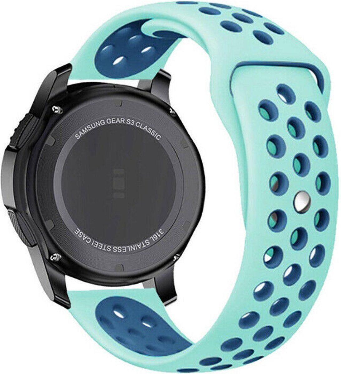 Strap-it Smartwatch bandje 20mm - sport bandje aqua/blauw voor Samsung Galaxy Watch, Active, Active2, Galaxy Watch 3, Galaxy Watch 4, Amazfit GTS / GTS 2 / 3 / Bip