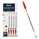 D.RECT Balpen set 50 stuks - pennen met transparant deksel - balpen met wolfraamcarbide bal, rood