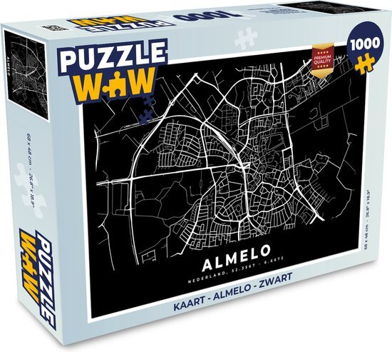 MuchoWow Puzzel Kaart - Almelo - Zwart - Legpuzzel - Puzzel 1000 stukjes volwassenen