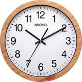 Nuovo 10 inch ronde houten wandklok, stil en niet-tikkend, retro wandklok voor woonkamer, slaapkamer, keuken (26 cm / 10")