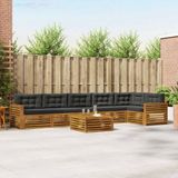 vidaXL - Hoek loungeset - 6 zitplekken - Natuurlijk en antraciet - Acacia hout