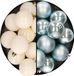 Kaemingk B.V. Boules de Noël en plastique 6 cm - 24 pièces - blanc laine et bleu clair