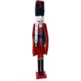 BAKAJI Enorme houten notenkraker, soldaat, kerstnotenkraker, hoogte 106 cm, geschilderde jurken, baard en haar van pluche met werkmechanisme, kerstdecoraties (design 10)