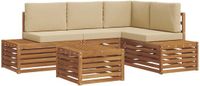 vidaXL 5-delige tuinbankset massief acaciahout en polyester