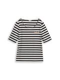 Tom Tailor - T-shirt met borduursel - Maat XL - black white stripe