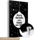 MuchoWow Merry christmas kerstbal zwart 80x120 cm - Acrylaat - Multicolor - Rechthoek