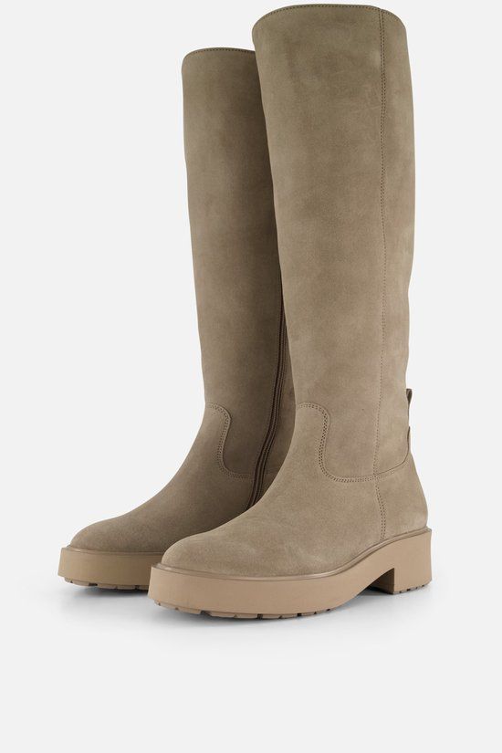 Gabor - Dames - Enkellaarzen - Beige Suède - Blokhak - Ritssluiting - 45