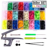 pajoma - Set of 360 T5 Snap Fasteners + Pliers - 24 Colors - For DIY Clothing & Crafts
