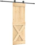 vidaXL Schuifdeur Naturel en Zwart 70 x 210 cm Massief Pine Hout