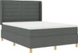 vidaXL Boxspring bed met LED-stripverlichting Grijs 140 x 200 cm Stof