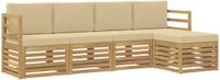 vidaXL - Bank loungeset - 5 zitplekken - Polyester - Wit en Beige