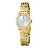 Festina F20750/3 Dames Polshorloge Staal Goudkleurig Blauw Mineraalglas Quartz
