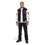 Malelions baseball jacket met patches en backprint - donkerblauw