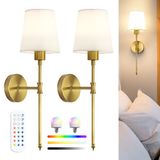 LuminexDesigns Wandlamp binnen batterij led wandlamp zonder stroomaansluiting, RGB wandlamp batterij met afstandsbediening, 3000K/4500K/6000K, wandverlichting binnen voor woonkamer, slaapkamer