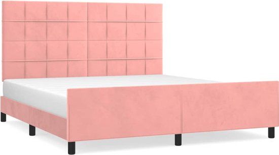 vidaXL Bedframe met hoofdeinde fluweel roze 180x200 cm