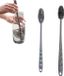 Unyqoos® Set de 2 brosses à bouteille en silicone gris avec long manche