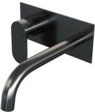 Brauer Gunmetal Edition Inbouw Wastafelmengkraan met Gebogen Uitloop en Afdekplaat Model C2 Gunmetal Geborsteld PVD