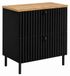 3xE living Meuble de salle de bain Autoportant sous lavabo 60 cm, 2 tiroirs, Noir + Plan de toilette Chêne Craft/Pieds noirs, Poignées noires, 60 x 44,4 x 73,6 cm