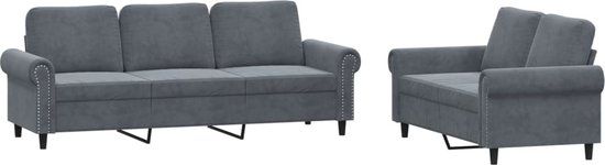 vidaXL 2-delige Loungeset met kussens fluweel donkergrijs