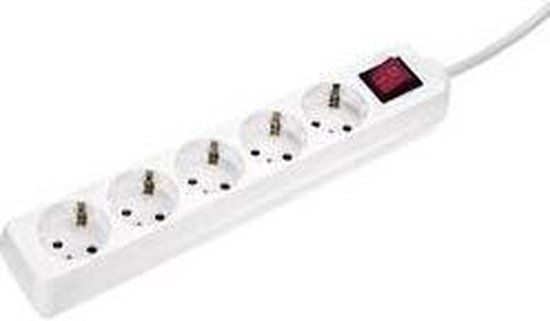 AS Schwabe Stekkerdoos met schakelaar - Wit - 5-voudig - 1.4m snoer - Met kinderbeveiliging