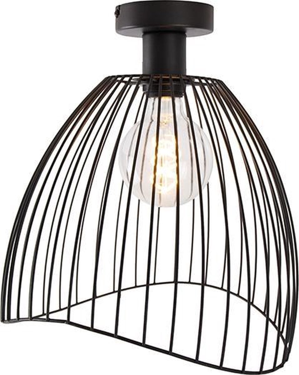 QAZQA pua - Plafondlamp - 1 lichts - Ã˜ 29 cm - Zwart