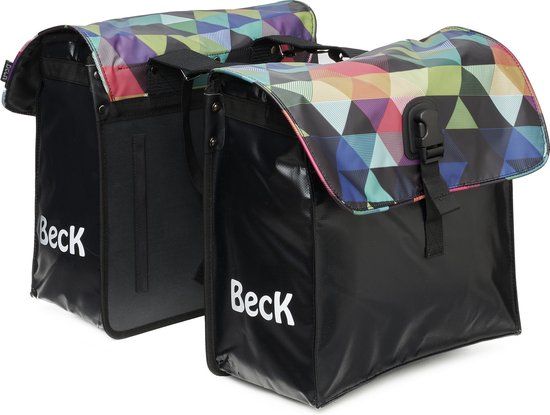 BECK Small Colored Triangles Double Pannier Bag - Black/Green/Red/Blue - 30L