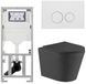 QeramiQ Dely Toiletset - 36.3x51.7cm - diepspoel - rimless - Geberit UP320 inbouwreservoir - met Burda frame - softclose toiletzitting - mat witte bedieningsplaat - ronde knoppen - mat zwart