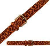 Merkloos PartyXplosion Carnaval verkleed riem - luipaard-/panterprint - oranje - Dames - gouden gesp