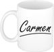 Bellatio Decorations Carmen Naam koffiemok - beker - met sierlijke letters - wit