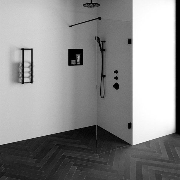 Saniclass Create inloopdouche 70x200cm profielloos met antikalk en 8mm veiligheidsglas zwart mat 4JC1-70a