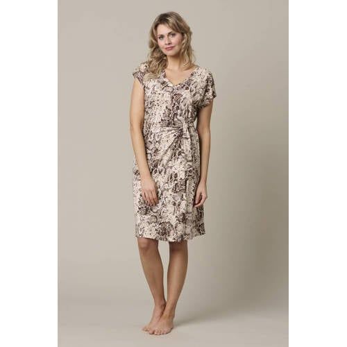 &Co Woman midi jurk met dierenprint donkerbruin