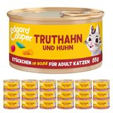 Edgard & Cooper natvoer voor katten, kalkoen en kip, 85 g x 18 cm, graanvrij, vol vers vlees en natuurlijke ingrediënten, geschikt voor gesteriliseerde en actieve katten, hoog eiwitgehalte