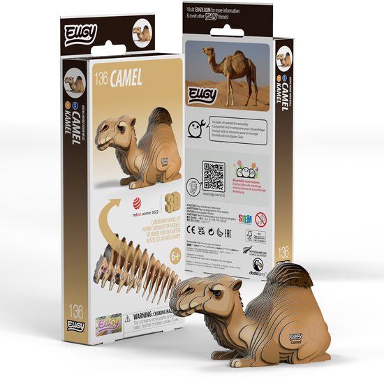 EUGY 3D Puzzel - Kameel - Wilde Dieren - Duurzaam - Verzamel Ze Allemaal - 6 Jaar