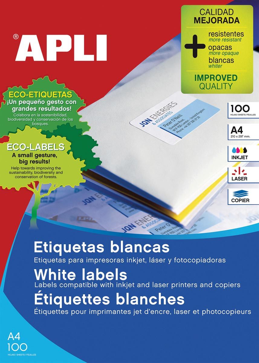 APLI witte etiketten 70 x 67.7 mm - 1200 stuks