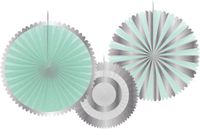 Folat 66958 Honeycombs Waaier Mint/Zilver - 3 stuks