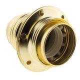 Zenitech E27 Lampfitting In Vernikkeld Staal Met Dubbele Ring En Aarde Terminal - Bakelieten Kraag - Max Spanning 250V - Max Stroom 4A - Goud