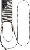 Selencia Hoesje - Geschikt voor Samsung Galaxy S24 Ultra - Backcover met koord en pashouder - Zazzy Zebra