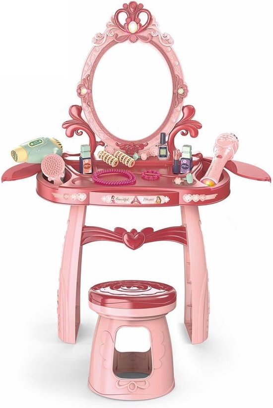 Viking Choice Kaptafel kind - make up tafel met spiegel - 44x24,5x76cm - roze