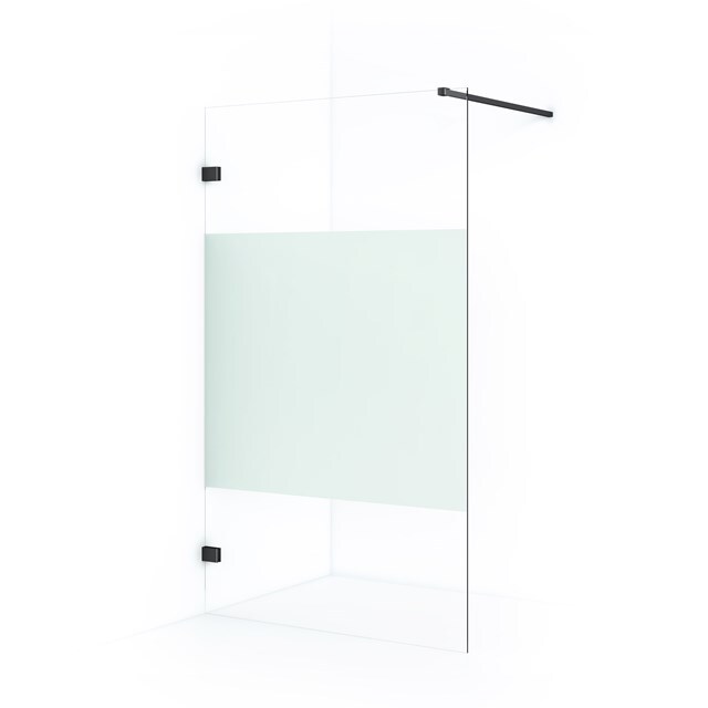 Maxaro Inloopdouche Diamond 110cm 8mm Helder Veiligheidsglas met Matte Strook Zwart Chroom