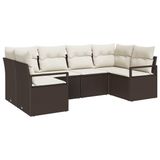 vidaXL Tuinbank Set 6 st Bruin en wit Poly rotan