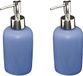 Concorde Zeeppompje/dispenser - 2x stuks - keramiek - blauw/zilver - 7 x 17 cm