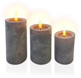 Merkloos Relaxdays LED kaarsen - set van 3 - met flikkerende vlam - grijs